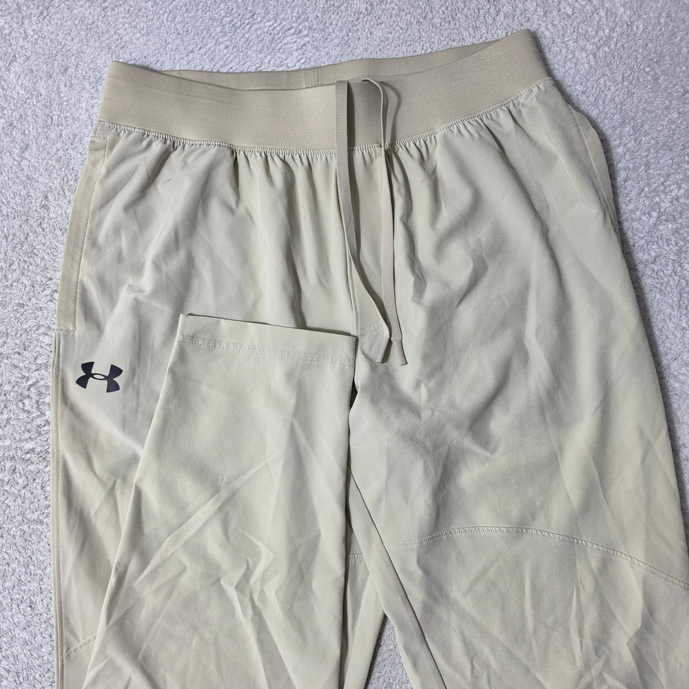 NEW! Under Armour Pants Men L 30x31 Beige Unstoppable Tapered Joggers Stretch